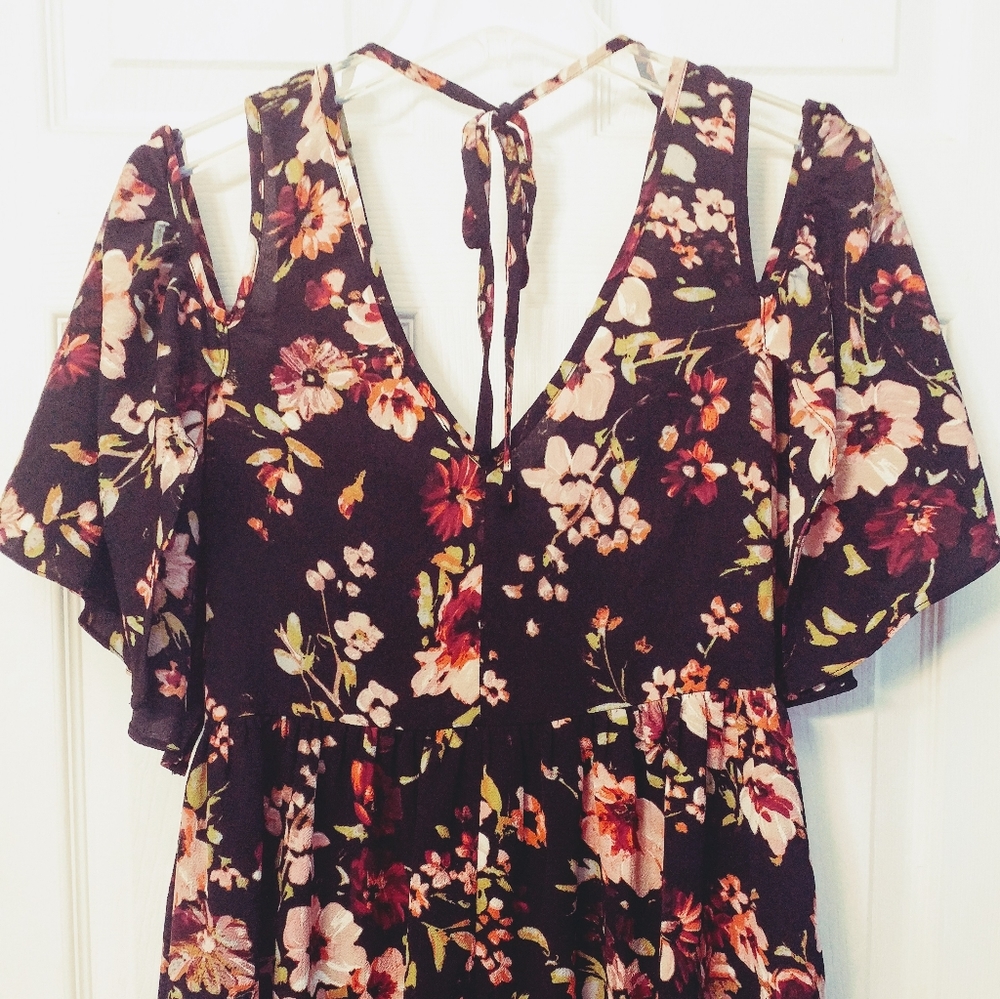 En Creme Women's Dress S Black Multicolor Floral Y2k Cottagecore
